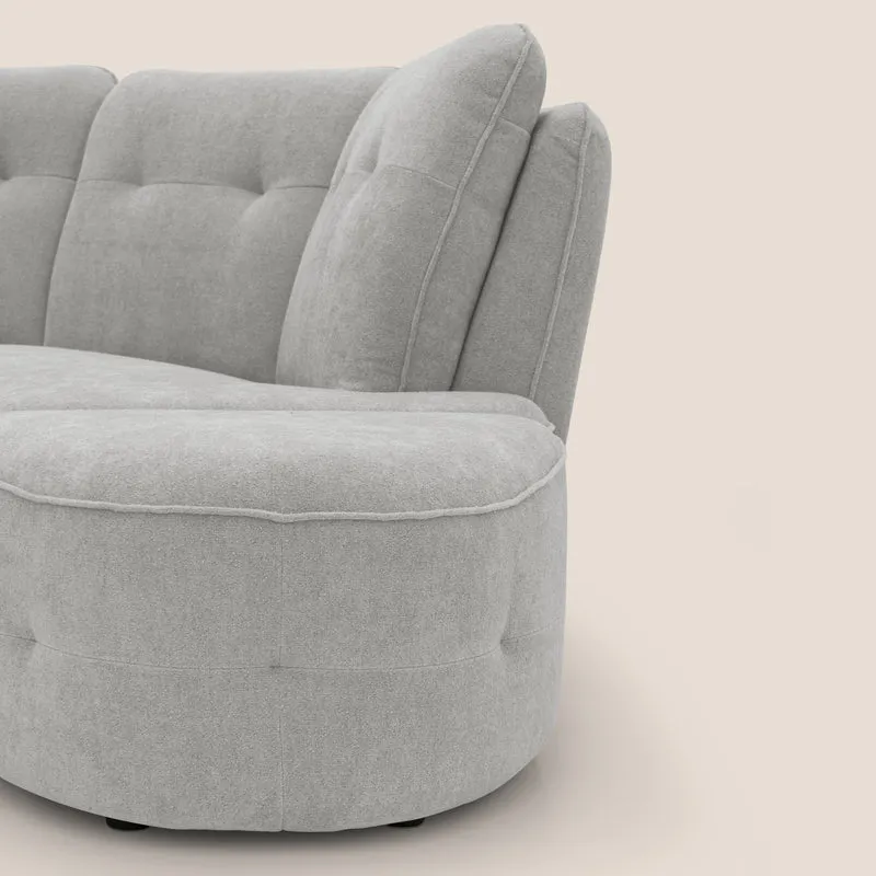 Cerbero canapé d'angle avec pouf terminal en bouclette douce imperméable T07 gris