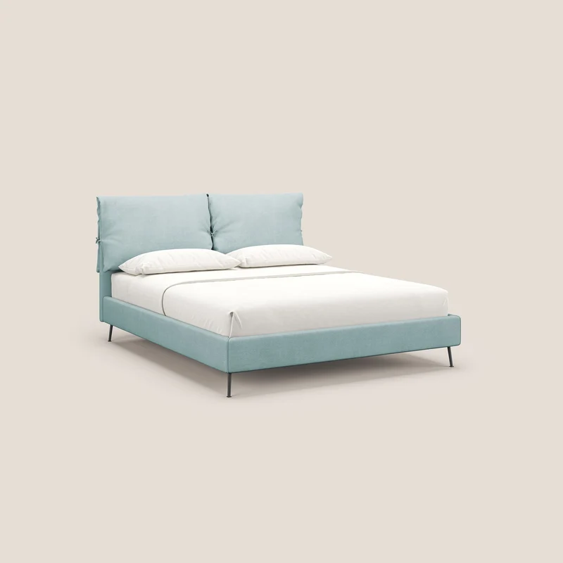 Artemisia lit rembourré avec pieds hauts déhoussable en tissu détachable T17 vert d'eau