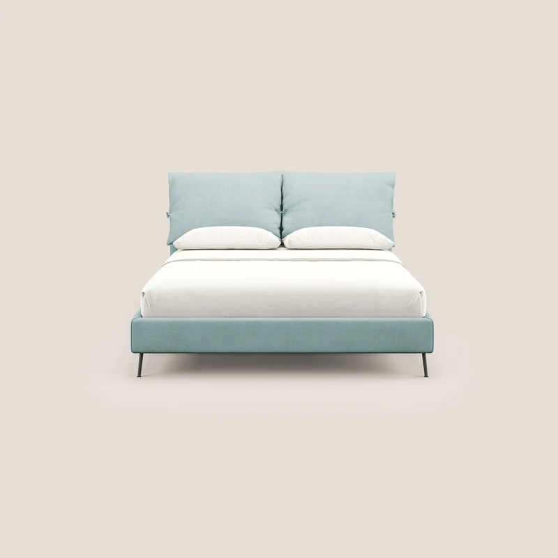 Artemisia lit rembourré avec pieds hauts déhoussable en tissu détachable T17 vert d'eau