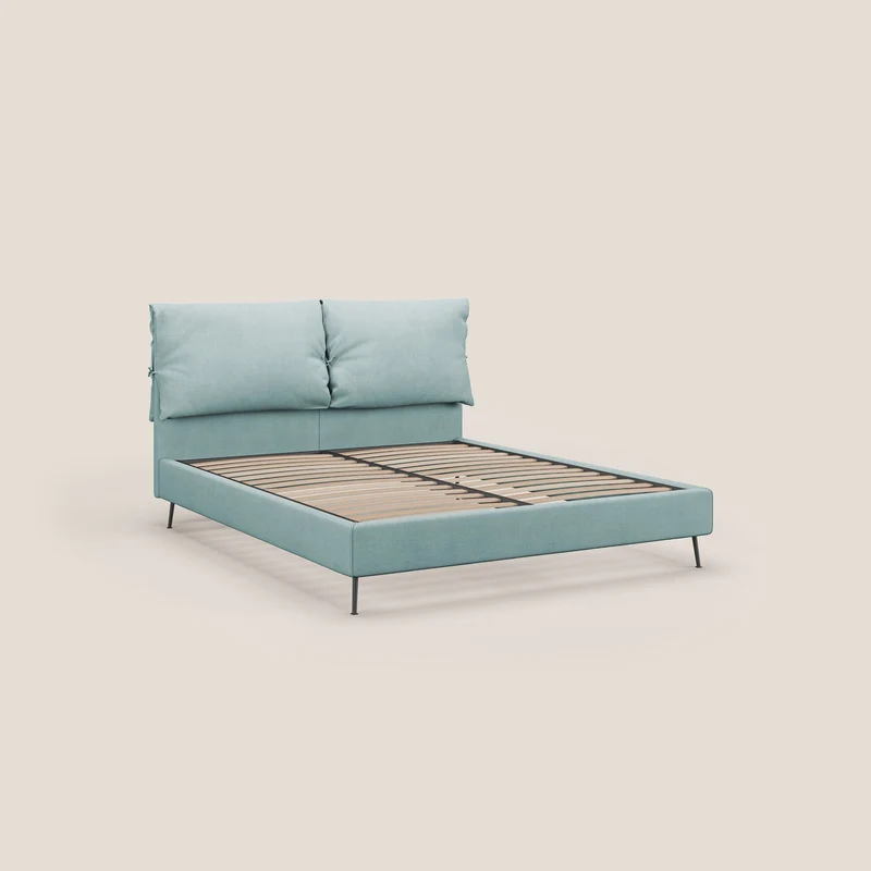 Artemisia lit rembourré avec pieds hauts déhoussable en tissu détachable T17 vert d'eau