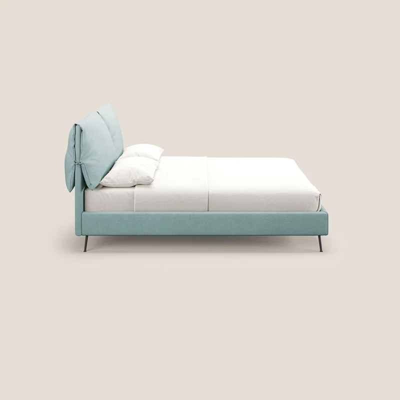 Artemisia lit rembourré avec pieds hauts déhoussable en tissu détachable T17 vert d'eau