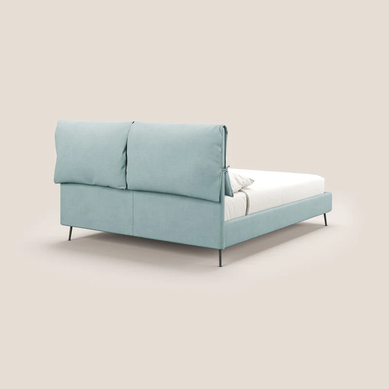 Artemisia lit rembourré avec pieds hauts déhoussable en tissu détachable T17 vert d'eau