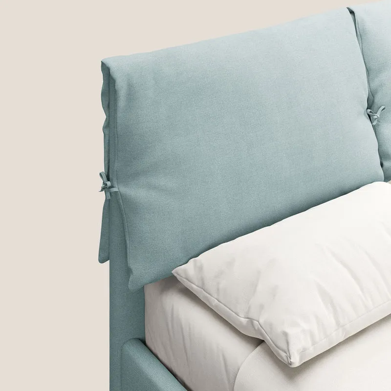 Artemisia lit rembourré avec pieds hauts déhoussable en tissu détachable T17 vert d'eau