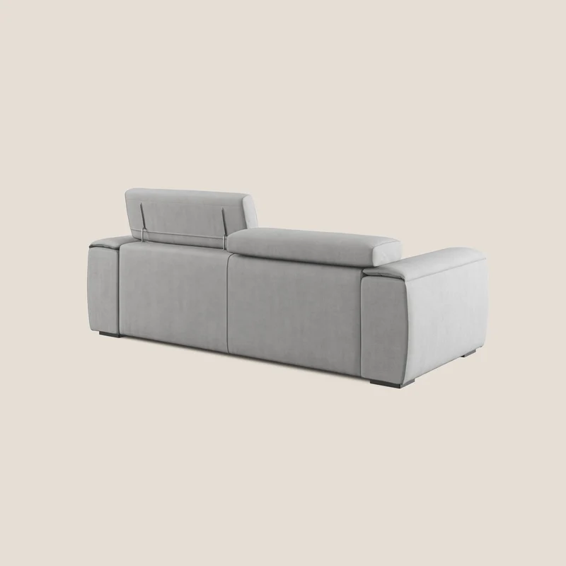 Zeno canapé linéaire avec pouf extractible en tissu doux imperméable T02 gris clair