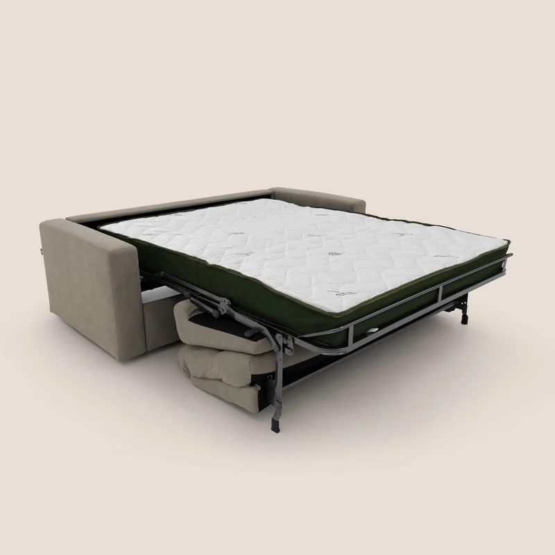 Paloma canapé convertible avec matelas de 18 cm en Aloe Vera en tissu imperméable taupe