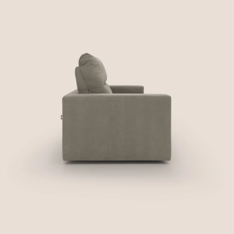 Paloma canapé convertible avec matelas de 18 cm en Aloe Vera en tissu imperméable taupe