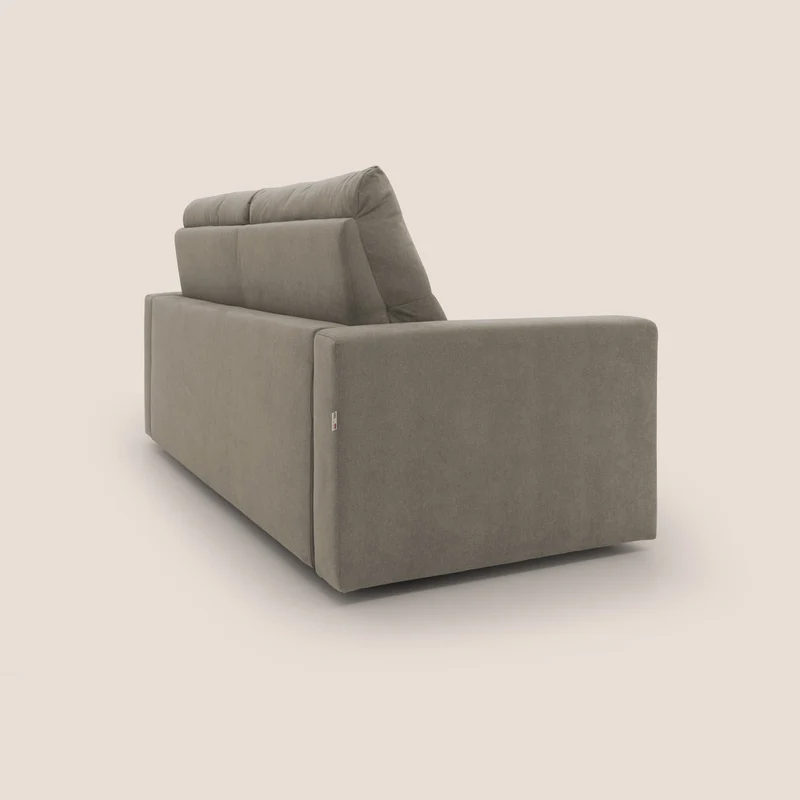 Paloma canapé convertible avec matelas de 18 cm en Aloe Vera en tissu imperméable taupe