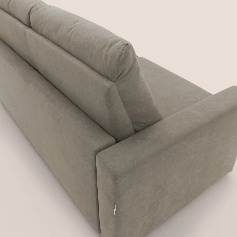 Paloma canapé convertible avec matelas de 18 cm en Aloe Vera en tissu imperméable taupe