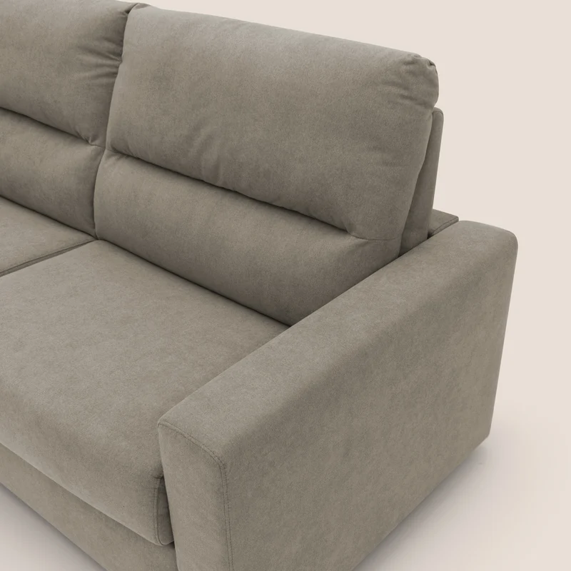 Paloma canapé convertible avec matelas de 18 cm en Aloe Vera en tissu imperméable taupe