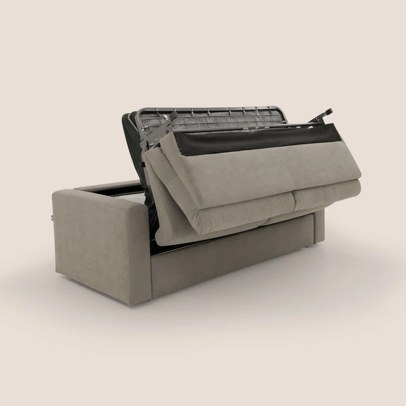 Paloma canapé convertible avec matelas de 18 cm en Aloe Vera en tissu imperméable taupe