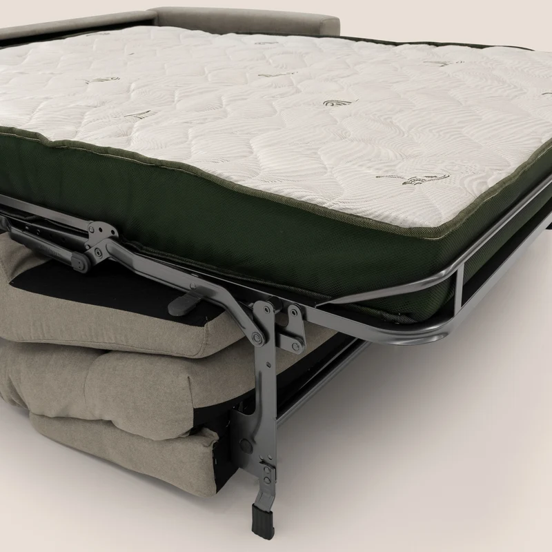Paloma canapé convertible avec matelas de 18 cm en Aloe Vera en tissu imperméable taupe