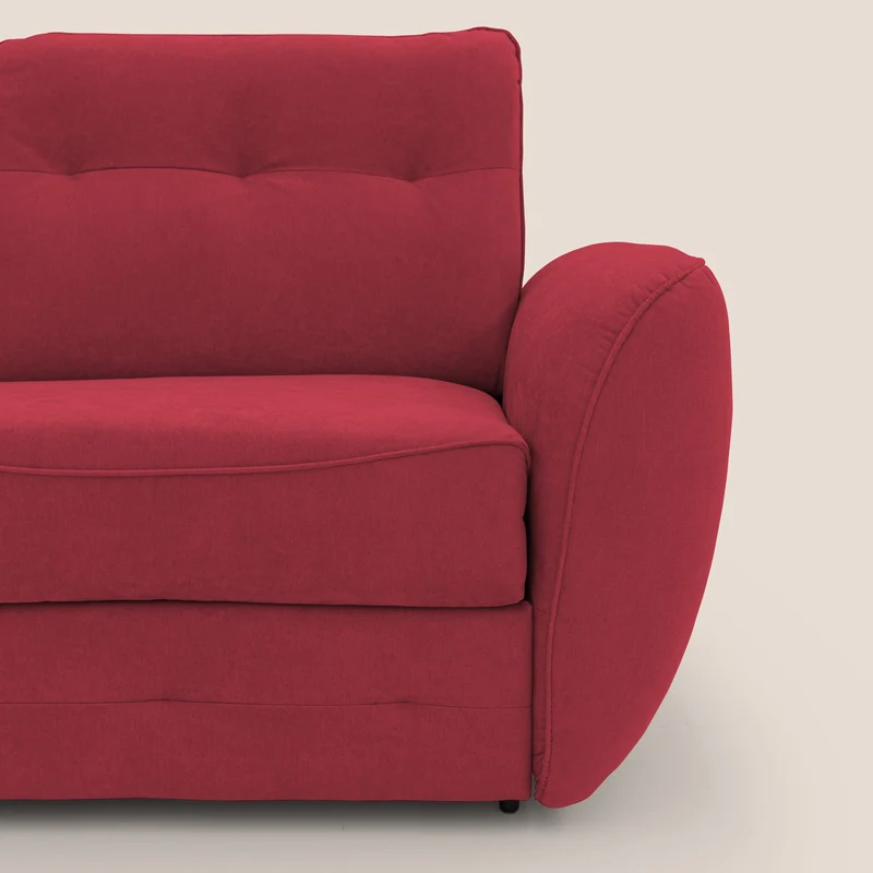 Zeus Canapé convertible scandinave avec dossier haut et matelas H18 cm en tissu imperméable T02 rouge