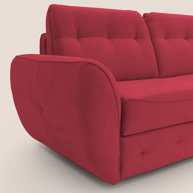 Zeus Canapé convertible scandinave avec dossier haut et matelas H18 cm en tissu imperméable T02 rouge