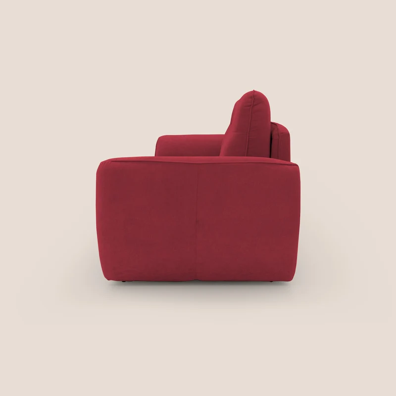 Zeus Canapé convertible scandinave avec dossier haut et matelas H18 cm en tissu imperméable T02 rouge