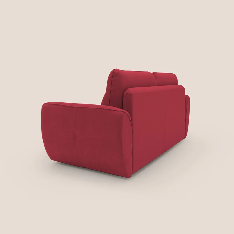 Zeus Canapé convertible scandinave avec dossier haut et matelas H18 cm en tissu imperméable T02 rouge