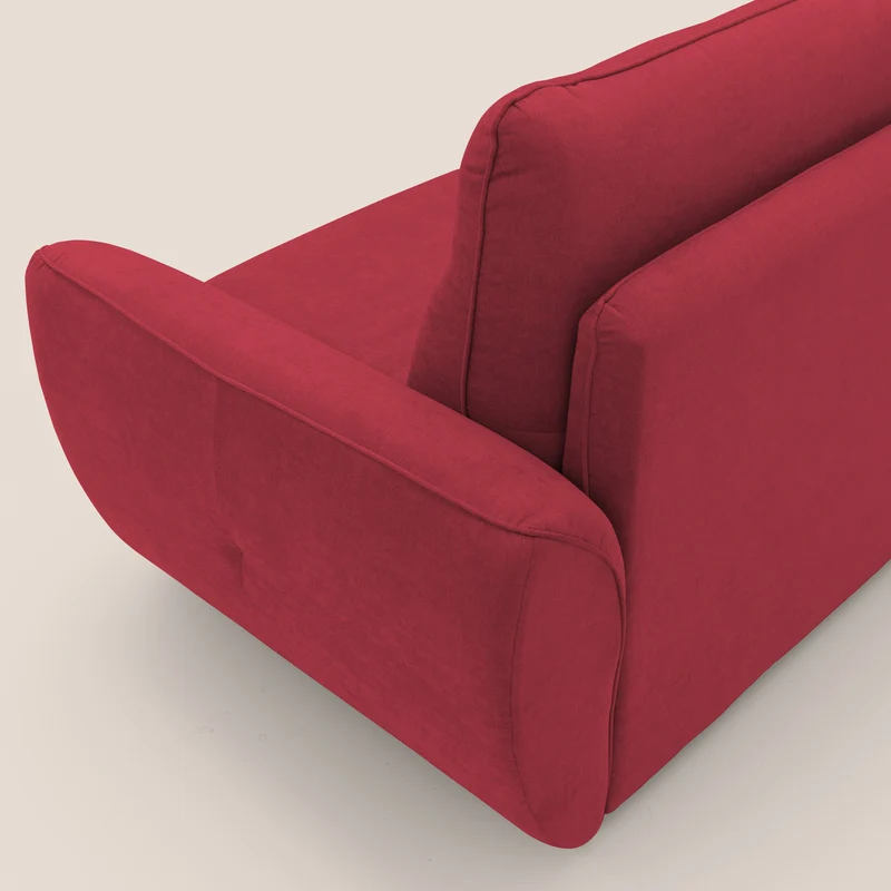 Zeus Canapé convertible scandinave avec dossier haut et matelas H18 cm en tissu imperméable T02 rouge