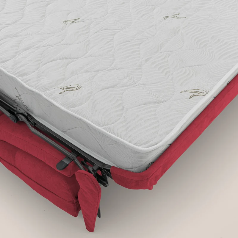 Zeus Canapé convertible scandinave avec dossier haut et matelas H18 cm en tissu imperméable T02 rouge