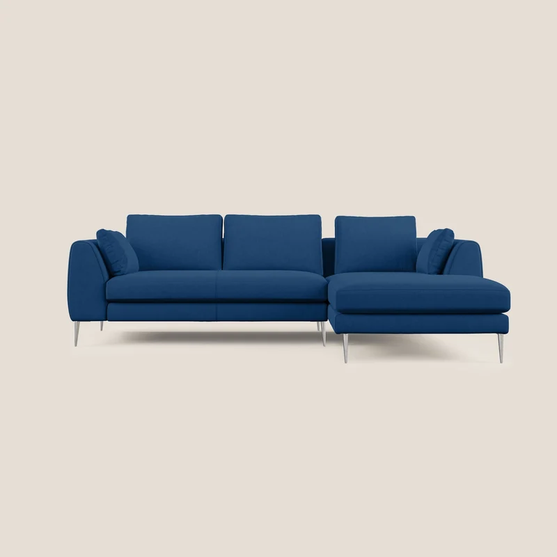 Plano canapé d'angle moderne en microfibre technique détachable T11 bleu
