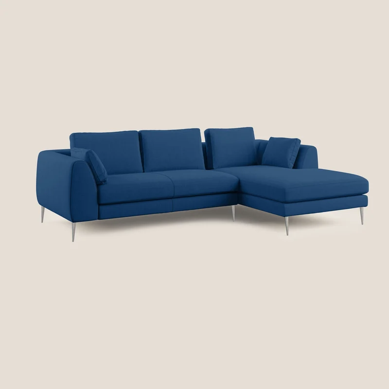 Plano canapé d'angle moderne en microfibre technique détachable T11 bleu