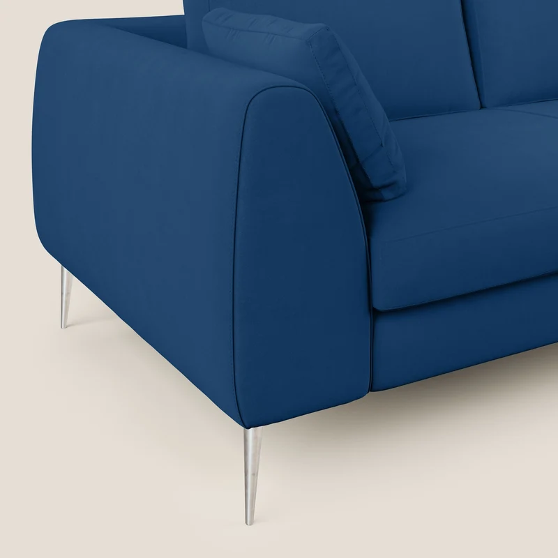 Plano canapé d'angle moderne en microfibre technique détachable T11 bleu