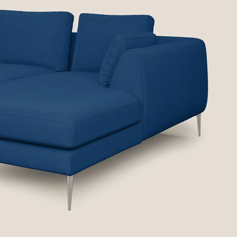 Plano canapé d'angle moderne en microfibre technique détachable T11 bleu