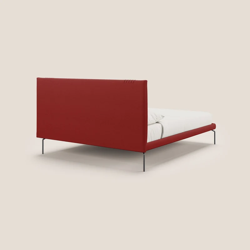 Finn lit rembourré avec pieds hauts en métal en tissu détachable T05 rouge