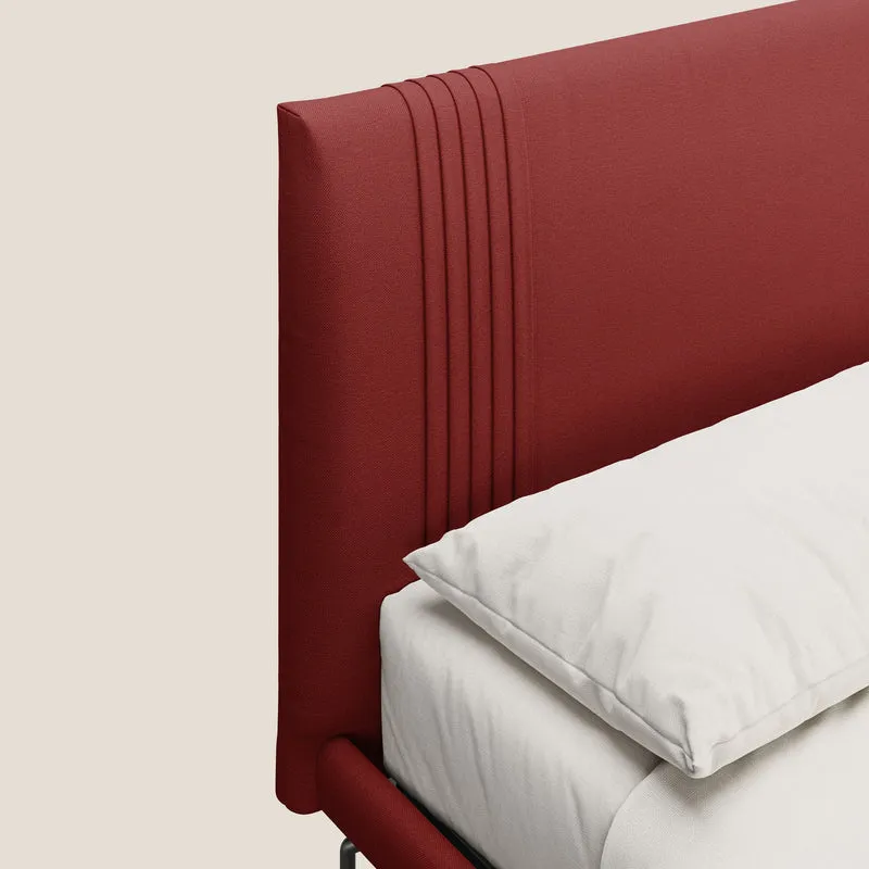 Finn lit rembourré avec pieds hauts en métal en tissu détachable T05 rouge
