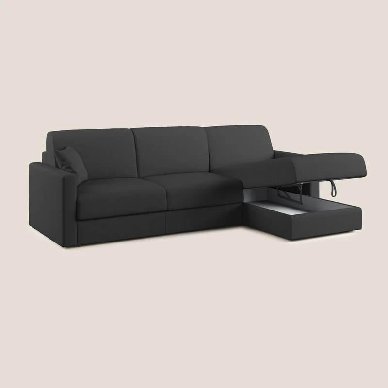 Chris Canapé d'angle 5 places en tissu imperméable T13 anthracite