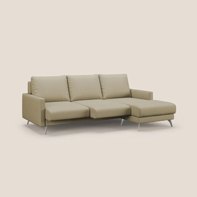 Klimt canapé d'angle avec assises coulissantes en tissu dous détachable T05 chameau