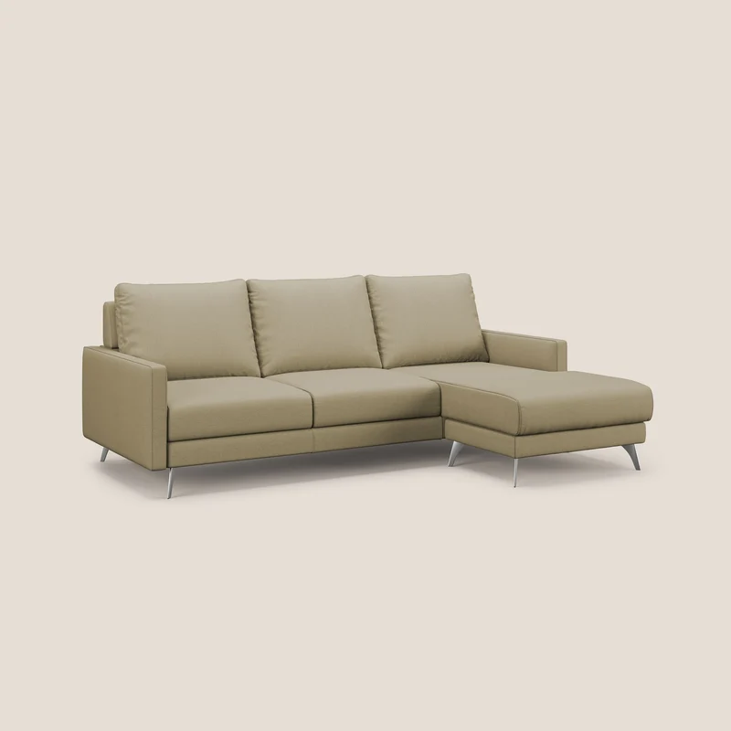 Klimt canapé d'angle avec assises coulissantes en tissu dous détachable T05 chameau