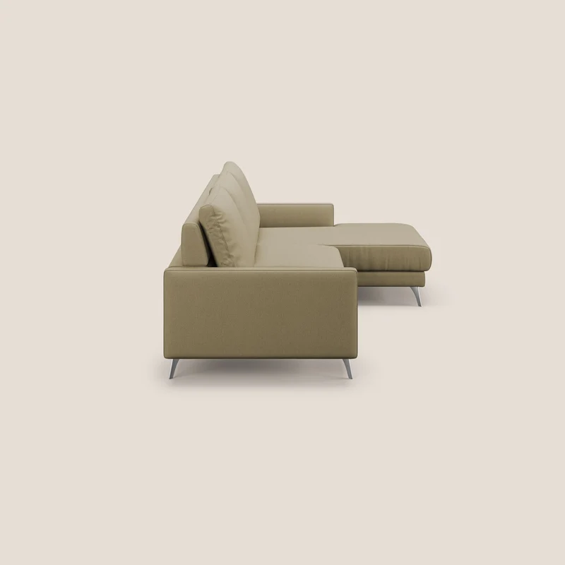 Klimt canapé d'angle avec assises coulissantes en tissu dous détachable T05 chameau