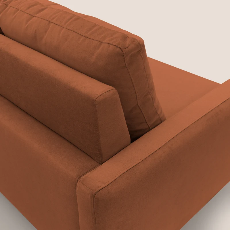 Matisse canapé 3 assises coulissantes et dossier en duvet d'oie en tissu détachable T17 orange