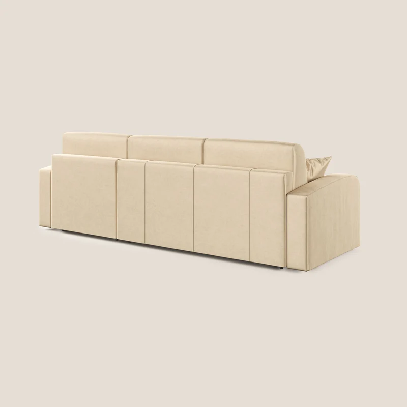 Lebron Canapé-lit d’angle avec méridienne en velours doux T01 beige