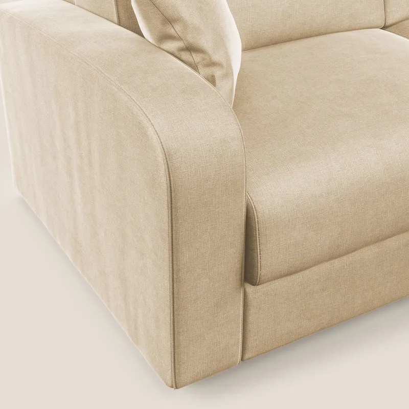 Lebron Canapé-lit d’angle avec méridienne en velours doux T01 beige