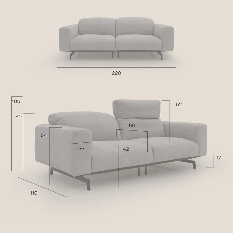 Sakura Canapé modulable en tissu flammé doux et imperméable T14 beige