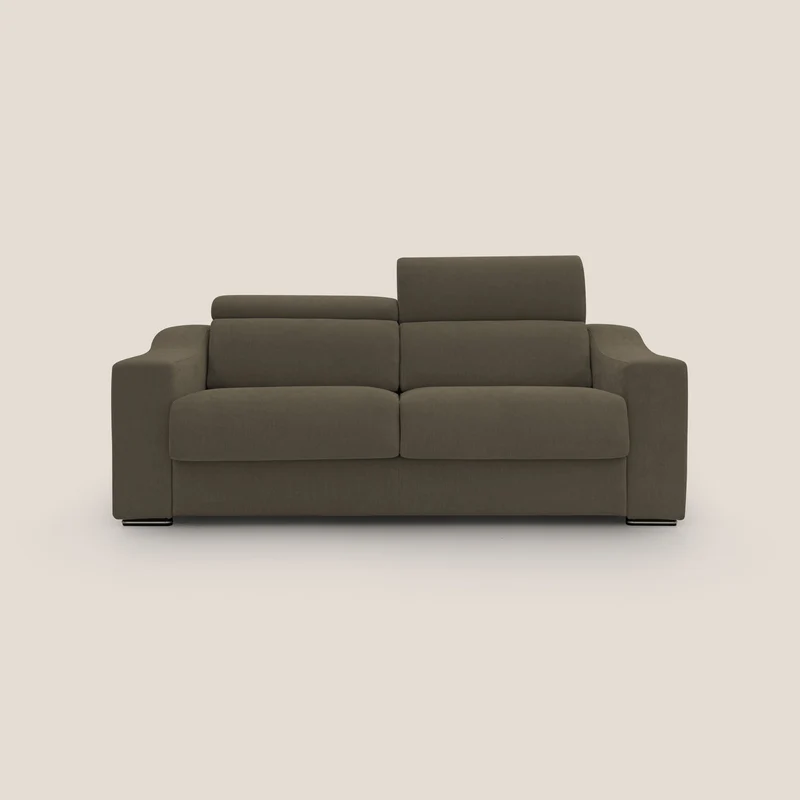 Bomber Canapé convertible matrimonial avec têtières en tissu imperméable T14 marron