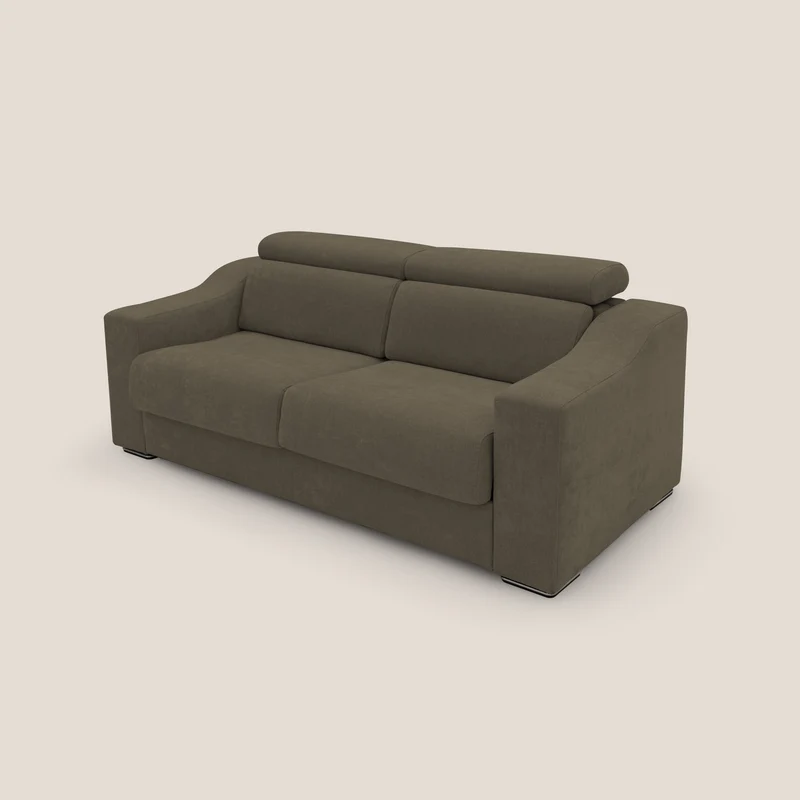 Bomber Canapé convertible matrimonial avec têtières en tissu imperméable T14 marron