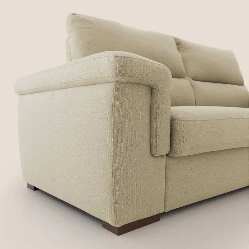Magnolia canapé convertible avec matelas H 18cm et dossier haut et moelleux en tissu détachable T05 chameau