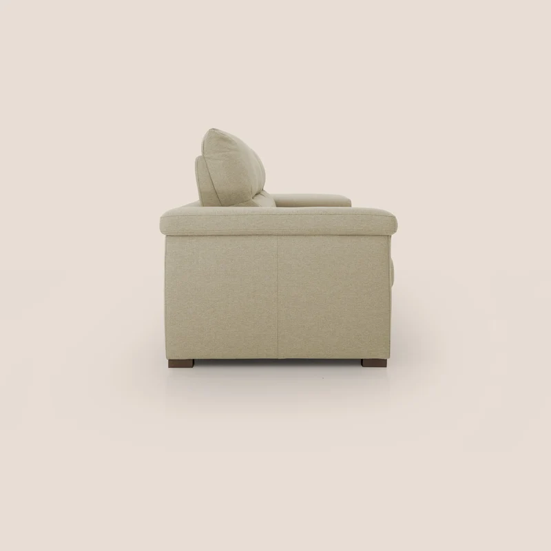 Magnolia canapé convertible avec matelas H 18cm et dossier haut et moelleux en tissu détachable T05 chameau