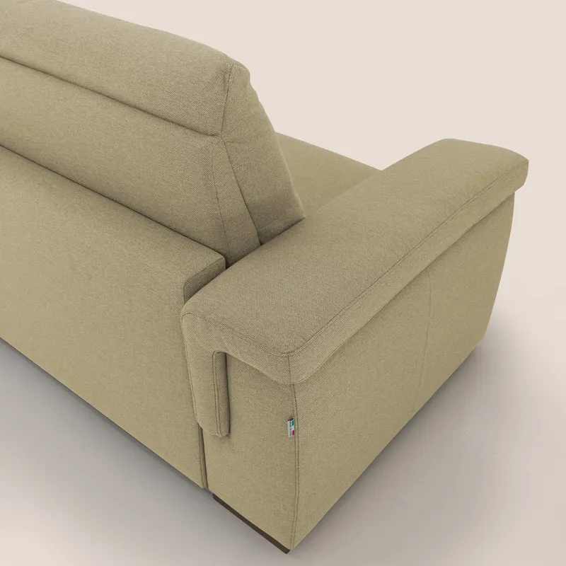 Magnolia canapé convertible avec matelas H 18cm et dossier haut et moelleux en tissu détachable T05 chameau