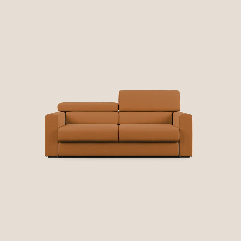 Dylan canapé avec pouf extractible en tissu flamme effet coton impermeabile T19 orange