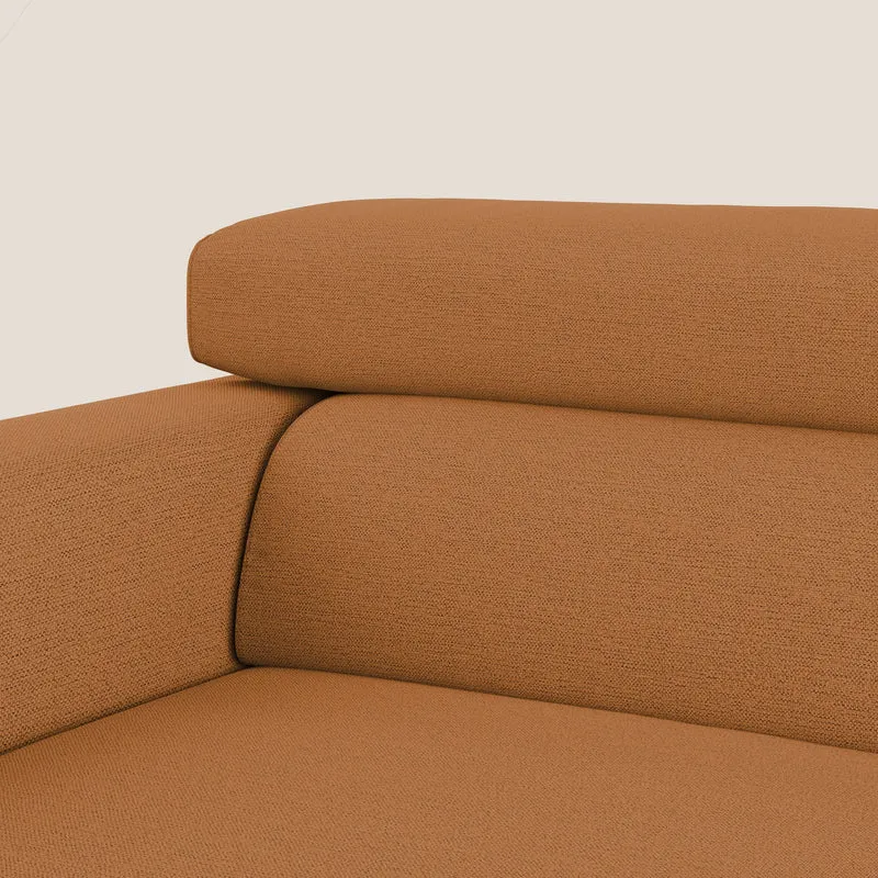 Dylan canapé avec pouf extractible en tissu flamme effet coton impermeabile T19 orange