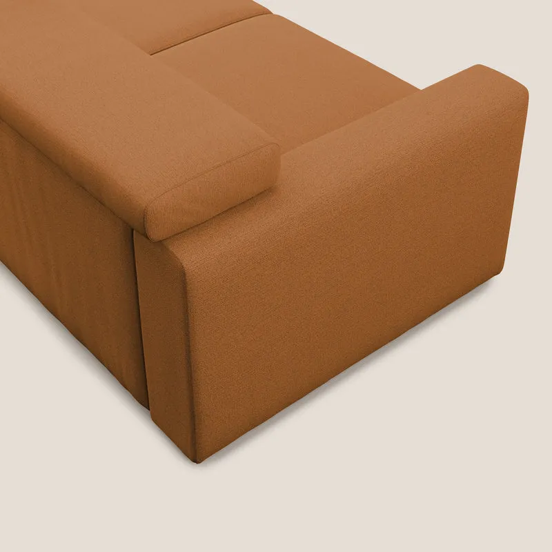 Dylan canapé avec pouf extractible en tissu flamme effet coton impermeabile T19 orange