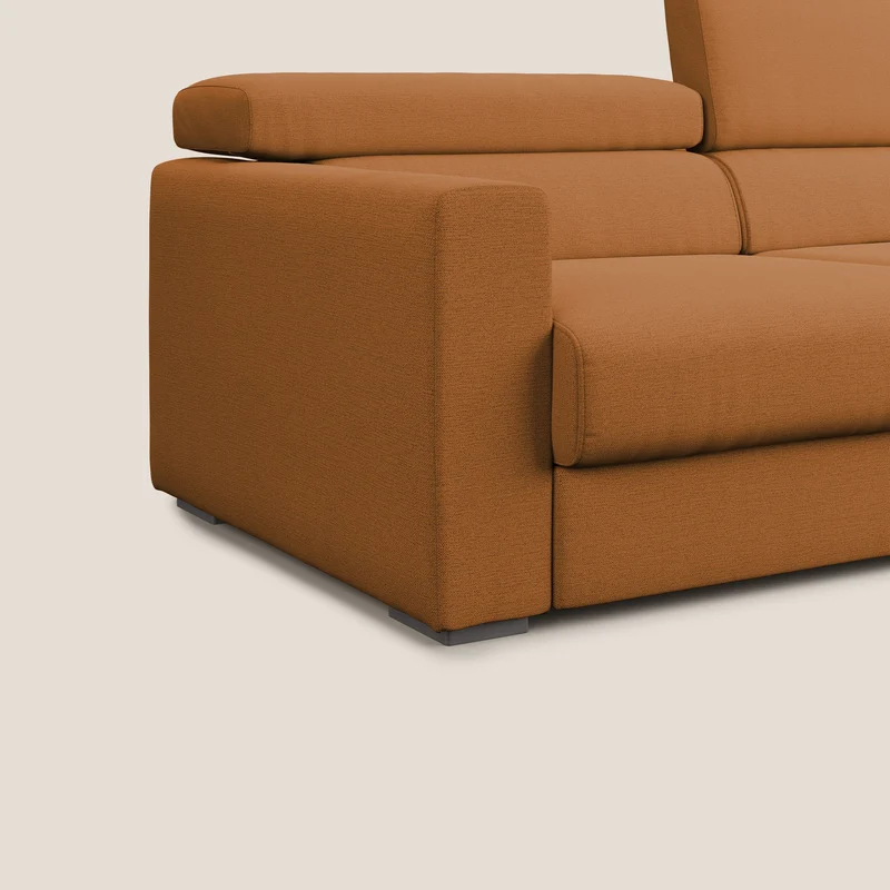 Dylan canapé avec pouf extractible en tissu flamme effet coton impermeabile T19 orange