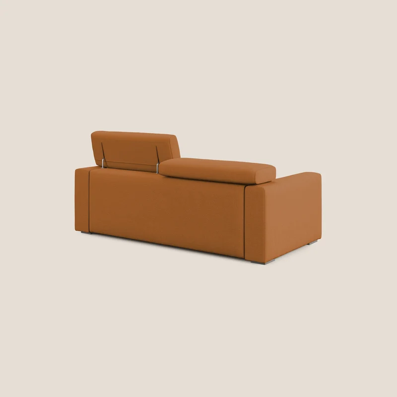 Dylan canapé avec pouf extractible en tissu flamme effet coton impermeabile T19 orange