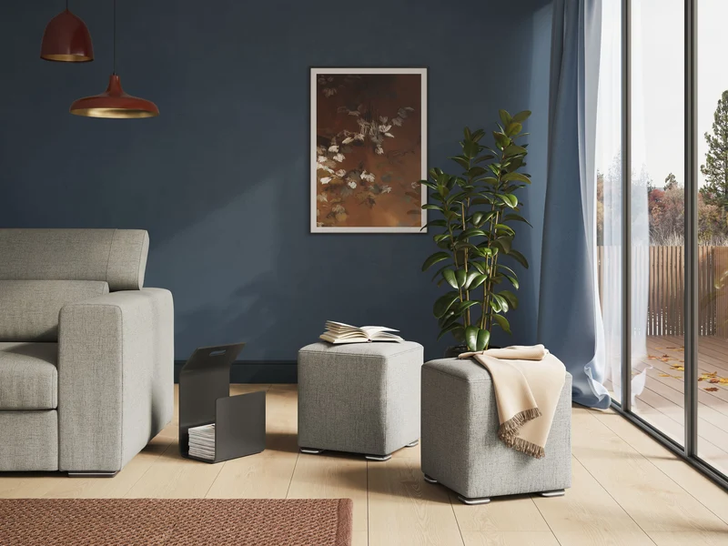 Cube pouf en tissu doux imperméable FELIS T03 beige