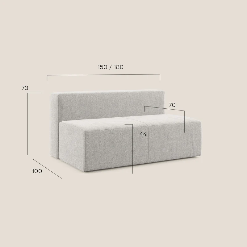 Nettuno module central maxi en bouclette douce T07 gris