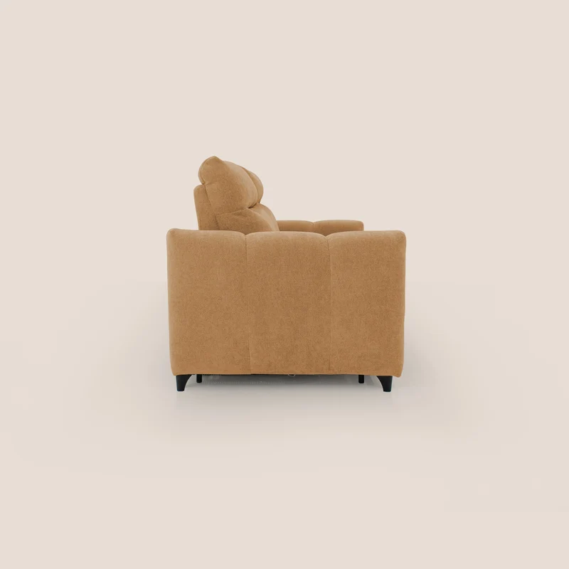 Peonia canapé convertible scandinave avec matelas H 18cm et dossier haut en bouclette imperméable T07 orange