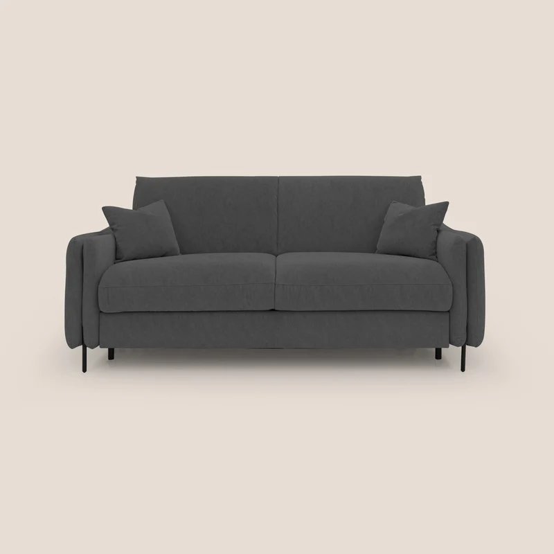 Gregory Canapé convertible avec matelas H18 cm en microfibre effet velours imperméable T09 anthracite