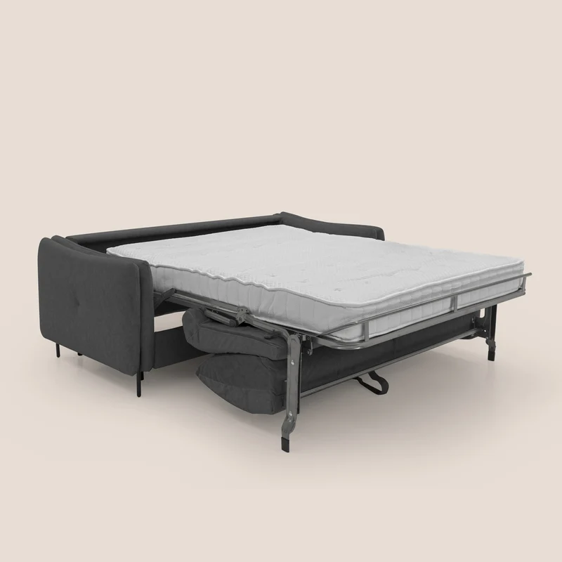 Gregory Canapé convertible avec matelas H18 cm en microfibre effet velours imperméable T09 anthracite